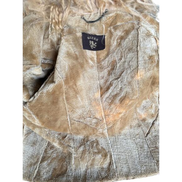 Vintage Guess Suede Jacket with Mongolian Fur Collar sz M - Picture 7 of 9